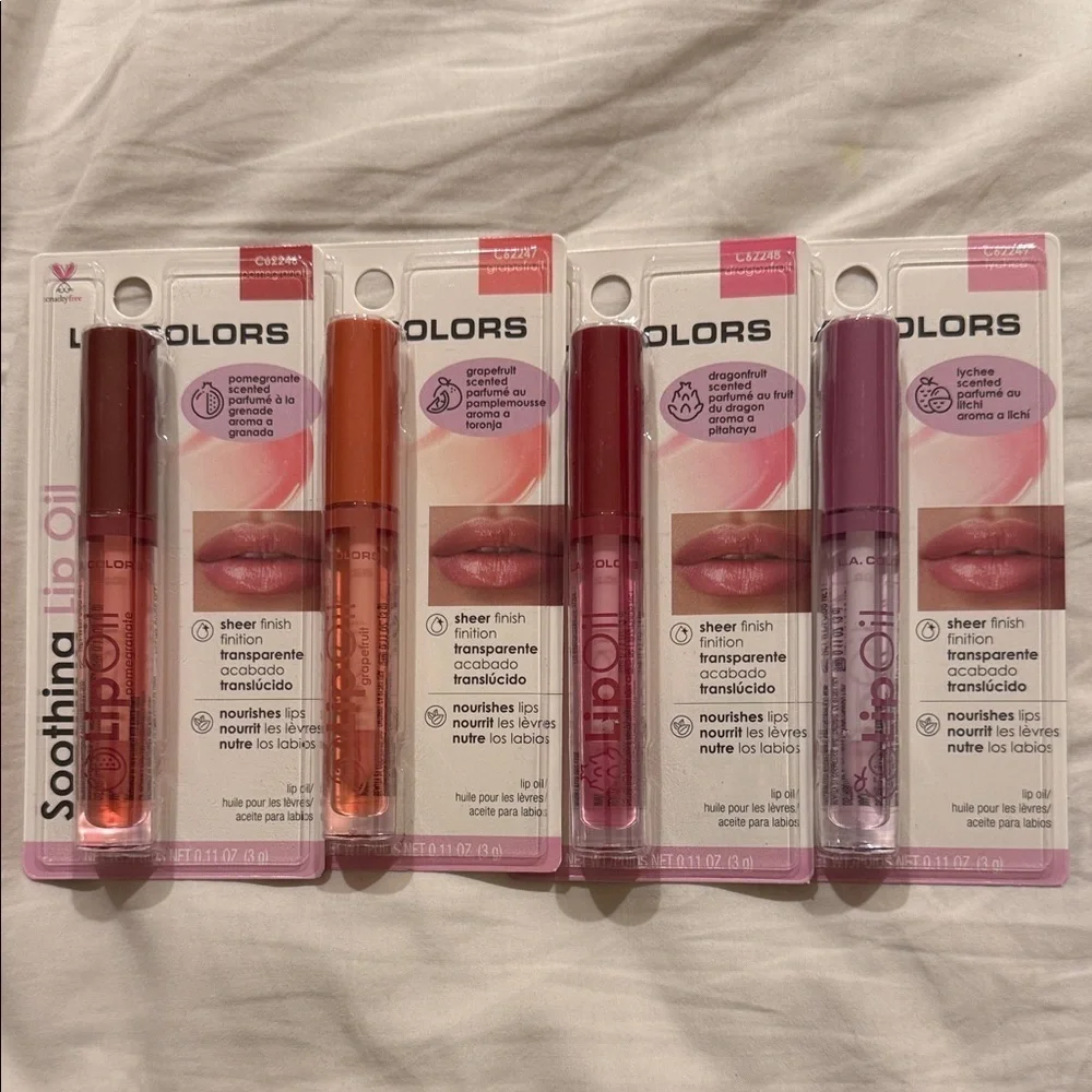 L.A. Colors Soothing Lip Oil Collection - Red, Orange, Pink, Purple